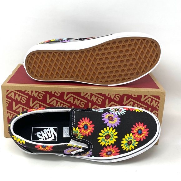 VANS Classic Slip On Low Top Floral Black Women Canvas Size Sneakers VN0A5JMHNX0 - Picture 7 of 12